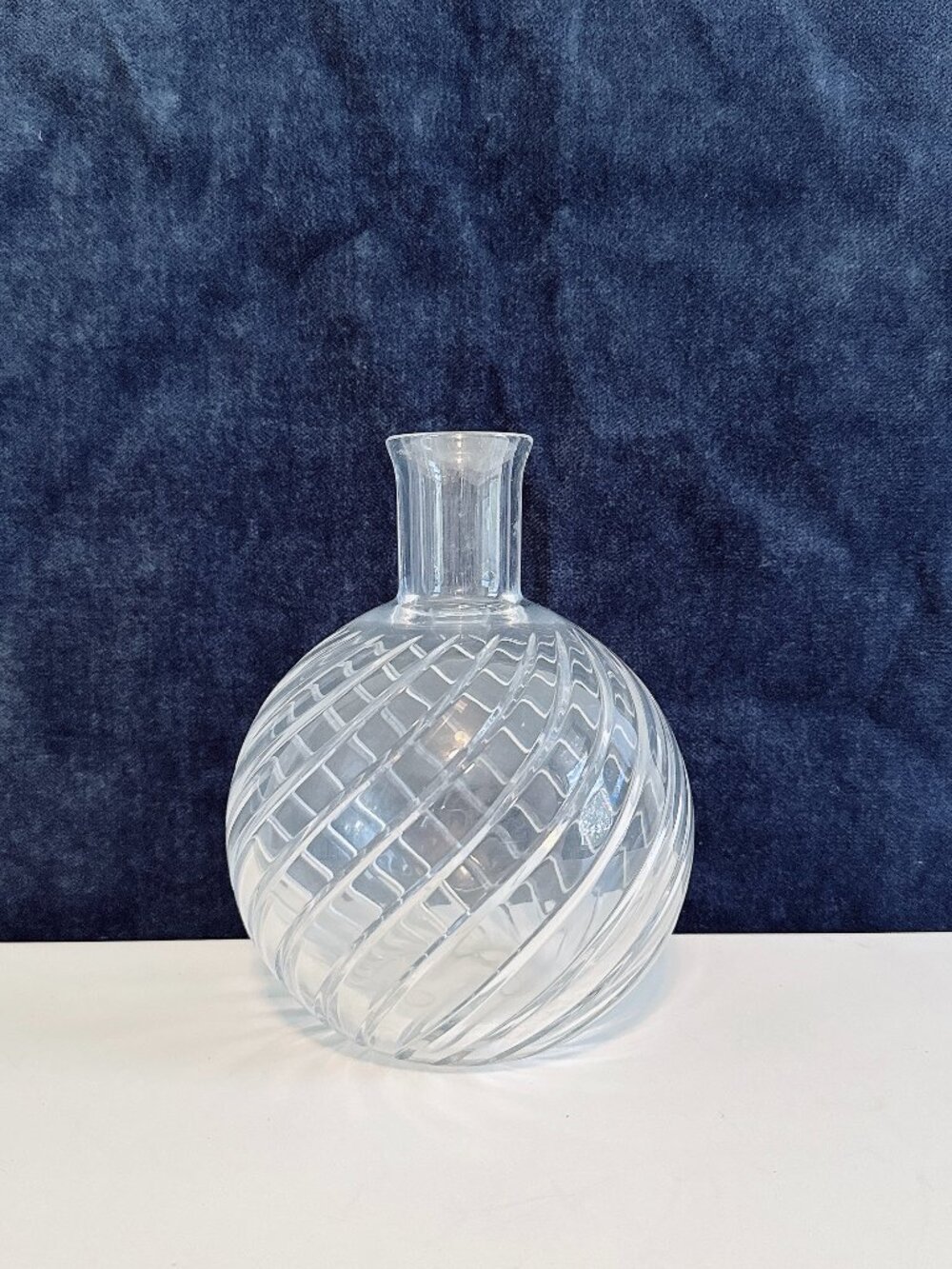 BACCARAT CRYSTAL VASE CYCLADES PATTERN - SPHERICAL BODY - CUT SWIRL DESIGN